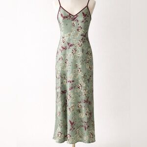 Halston Intimates Vintage Floral Slip Nightgown Satin Floral 90s VS angel L